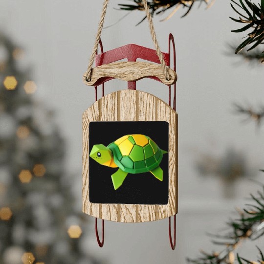 3D Origami Turtle Sled Ornaments