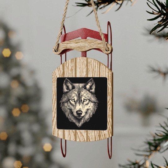 Wolf head 2 Sled Ornaments