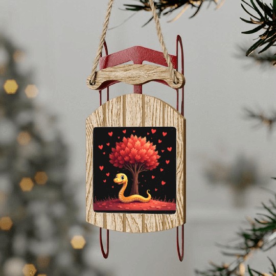 I love my snake heart tree Sled Ornaments