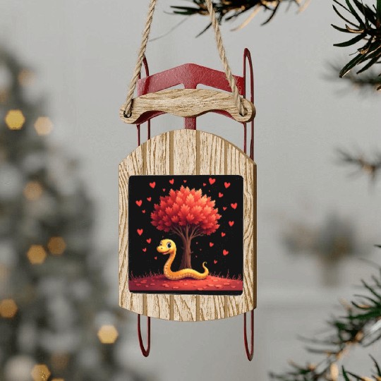 I love my snake heart tree Sled Ornaments