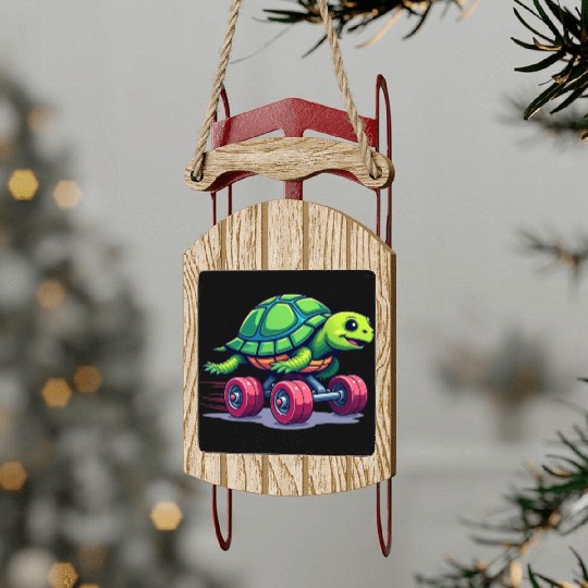 Turbo Turtle: Speed on Wheels Sled Ornaments
