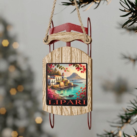 Lipari Volcano Mediterranean Terracotta Vacation Sled Ornaments