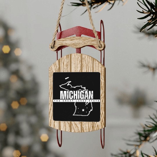 MICHIGAN THE GREAT LAKES STATE SAILING STRONG IN T Sled Ornaments