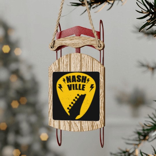 Nashville Music City Guitar Pick Sled Ornaments