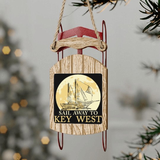 Florida Keys SAIL AWAY TO KEY-WEST Sailing Outfit Sled Ornaments