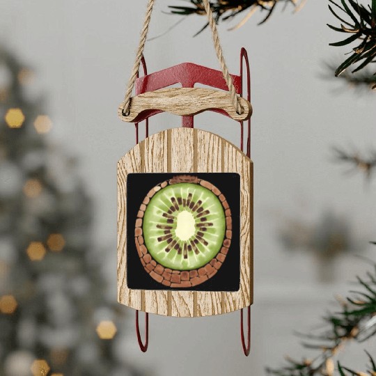 Kiwi Freshness In Green Sled Ornaments