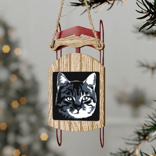 Cat Lover Realistic Pet Face Cute Cool Kitten Head Sled Ornaments