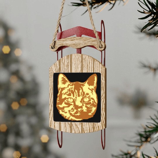Cat Lover Realistic Pet Face Cute Cool Kitten Head Sled Ornaments