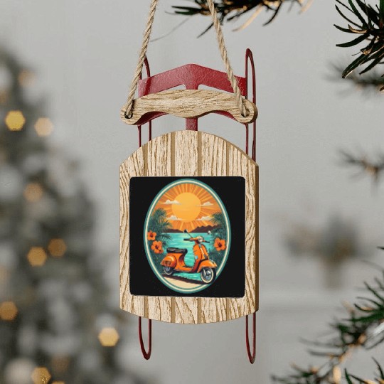 Beach Sunset Orange Scooter by Tropical Sled Ornaments