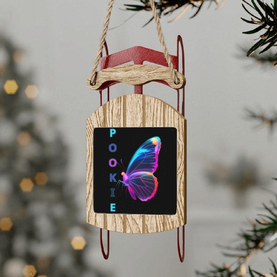 Neon Butterfly Aesthetic - Vibrant & Stylish Sled Ornaments