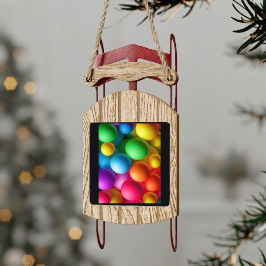 Vibrant Multi Colored Spheres Sled Ornaments