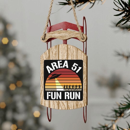Area 51 Fun Run I Aliens UFO Roswell Alien Sled Ornaments