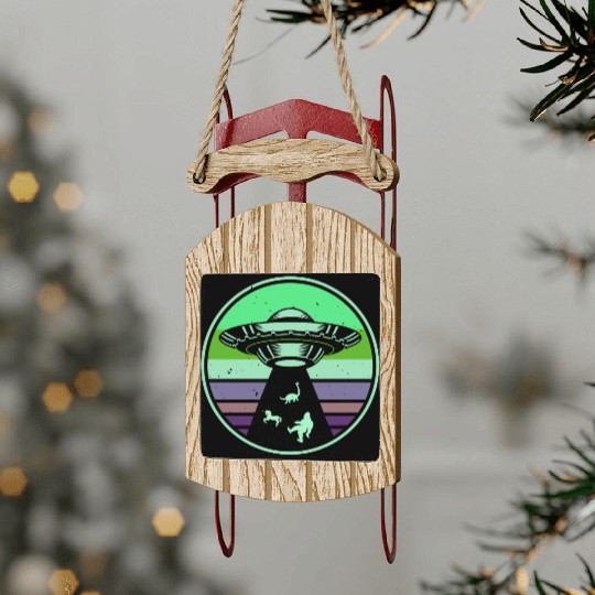 UFO-Bigfoot Nessie Unicorn Sled Ornaments
