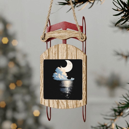Full Moon Over sea Sled Ornaments