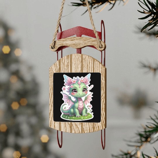 cute dragon (spring) Sled Ornaments
