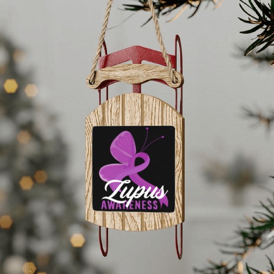 Lupus Awareness Butterfly Embrace Sled Ornaments
