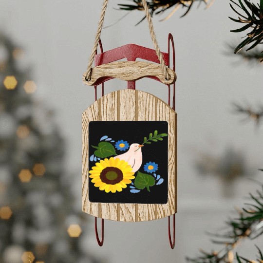 Peaceful Bloom - Dove and Sunflower Harmony Sled Ornaments