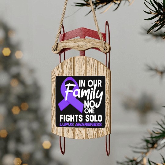 In Our Family No One Fights Solo Lupus Awareness Sled Ornaments