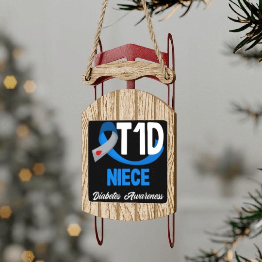 T1D Niece Diabetes Type 1 Awareness Sled Ornaments
