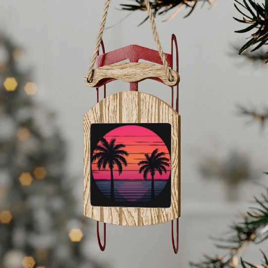 Tropical Sunset Serenity Sled Ornaments