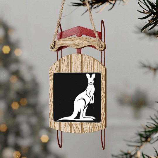 Wild Animal Silhouette With Typical Kangaroo Pose Sled Ornaments