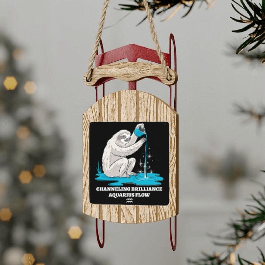 Channeling Brilliance Aquarius Zodiac Sloth Flow Sled Ornaments