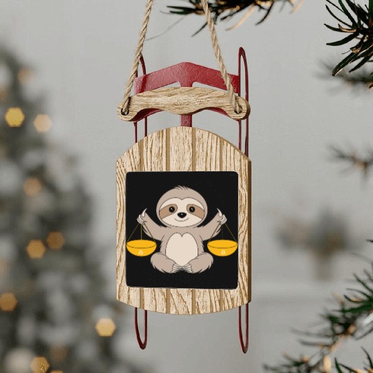 Libra Zodiac Sloth Balancing Harmony Sled Ornaments
