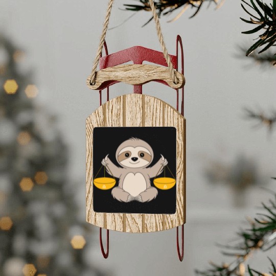 Libra Zodiac Sloth Balancing Harmony Sled Ornaments