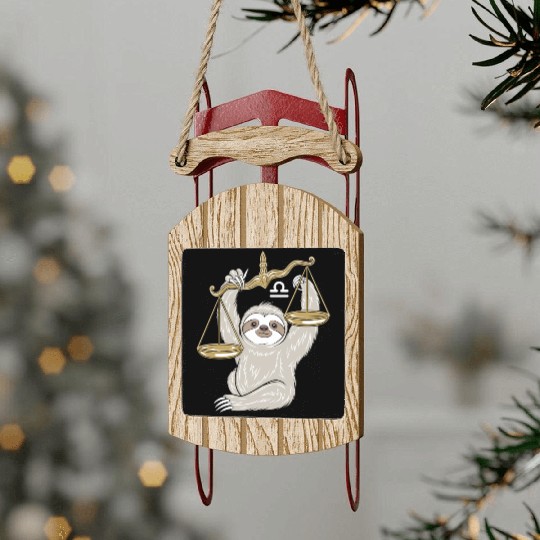 Charming Libra Zodiac Sloth Balancing Serenity Sled Ornaments