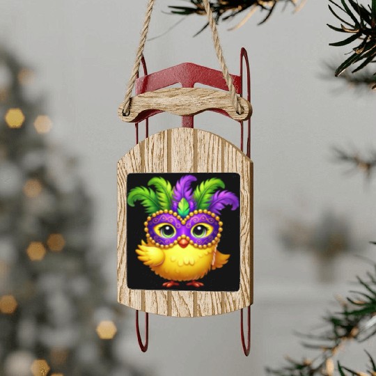 Mardi Gras Chicken Chick Mask Carnival Costume Sled Ornaments