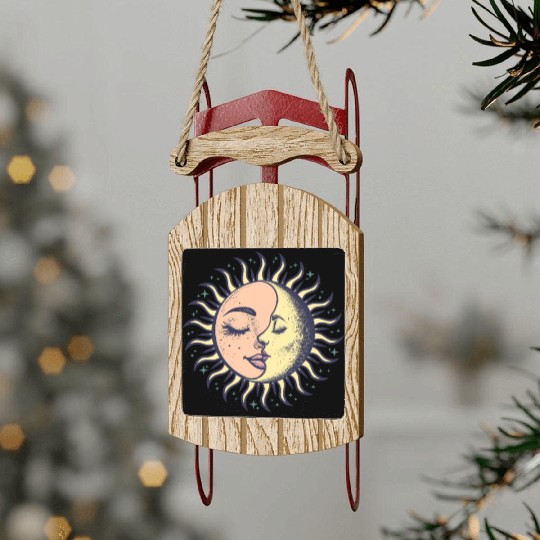 Boho Sun Moon Spirituality Sun Face Sled Ornaments