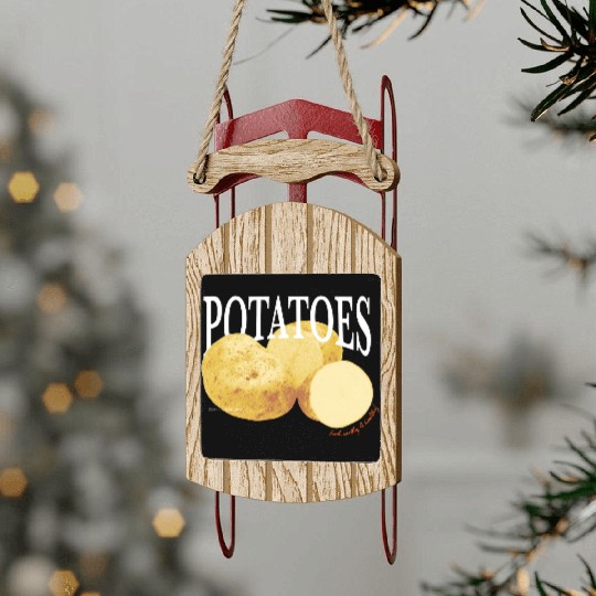 Earthy Potato Graphic Sled Ornaments