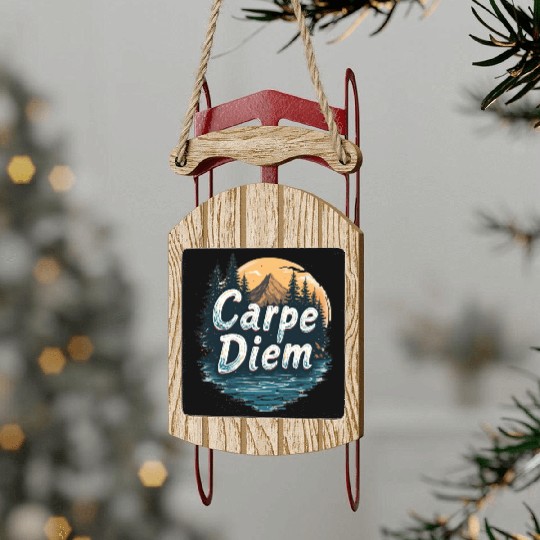 Carpe Diem Adventure Awaits Sled Ornaments