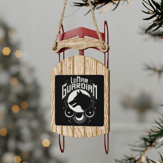 Lunar Guardian Celestial Wolf Moon Phases Sled Ornaments
