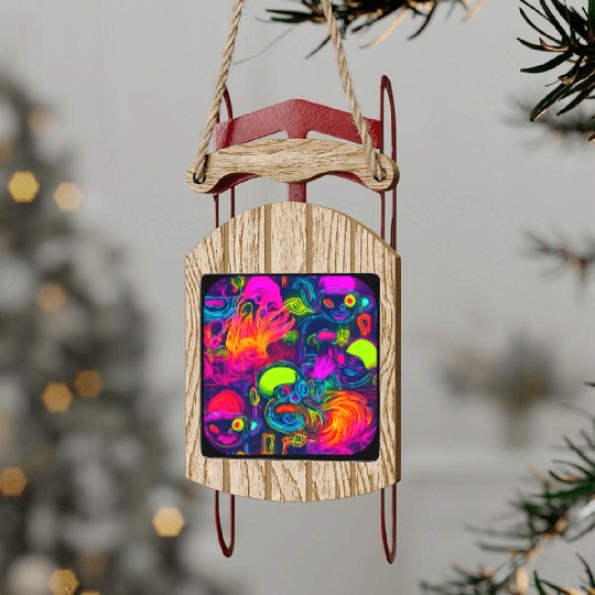 Neon Style 80s Retro Party Color Glow Sled Ornaments
