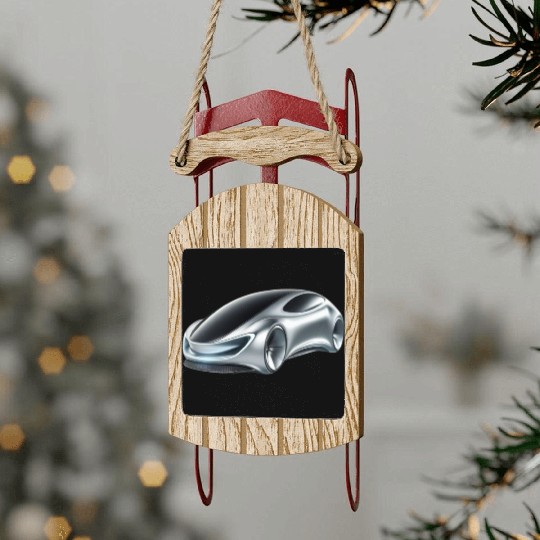 Silver and Black Futuristic Car Sled Ornaments