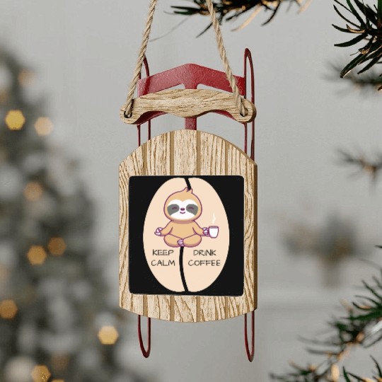 Keep Calm Drink Coffee Sloth Sled Ornaments
