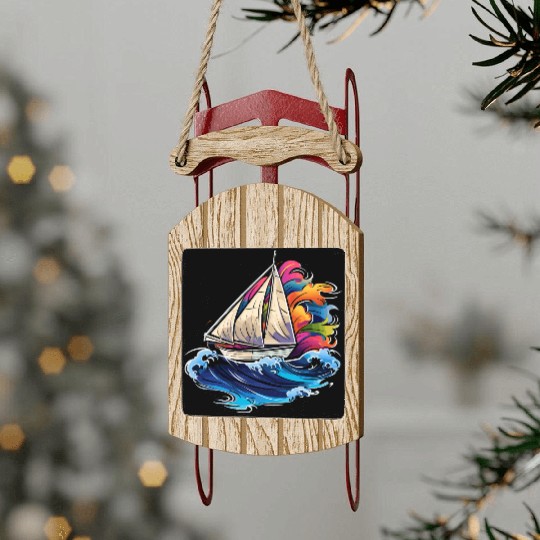 Sailing Synthwave Sled Ornaments