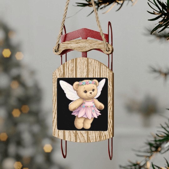 Teddy bear fairy Sled Ornaments