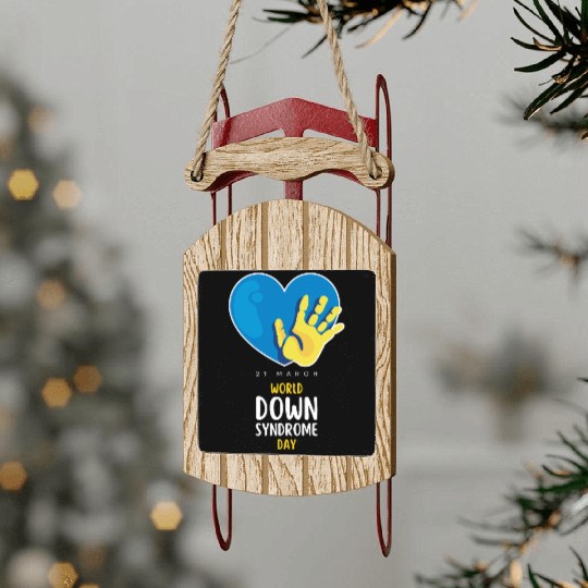 World Down Syndrome Awareness Men Women Kids Sled Ornaments