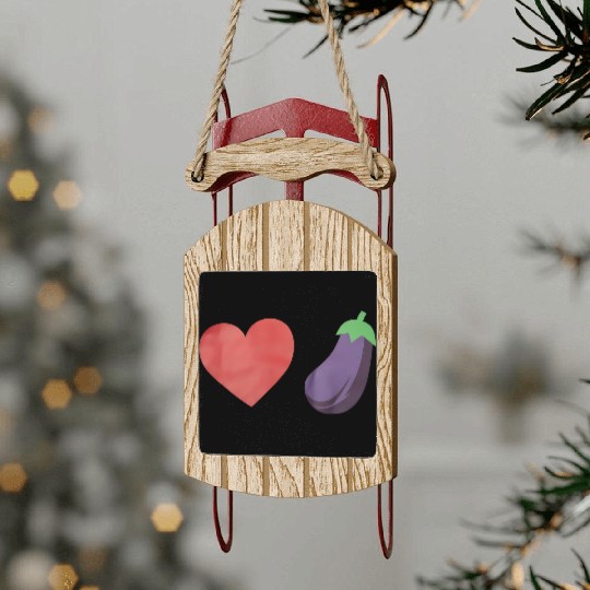 Love Eggplant Funny Gay LGBTQ Pride Sled Ornaments