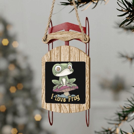 i love frog Sled Ornaments