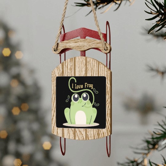 i love frog Sled Ornaments