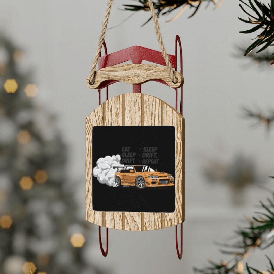 Eat Sleep Drift Repeat Sled Ornaments – Neon JDM Car Raci