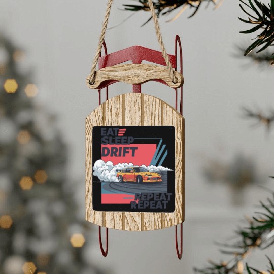 Eat Sleep Drift Repeat Sled Ornaments – Neon JDM Car Raci