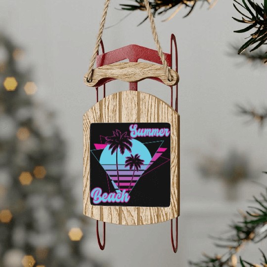 Summer Palm Tree Beach Sled Ornaments