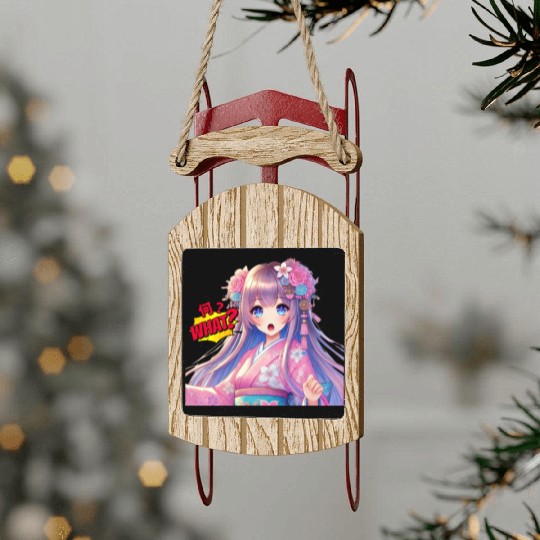 Kawaii Kimono Girl Sled Ornaments