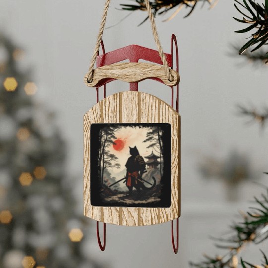 Samurai Cat Warrior Sled Ornaments Design