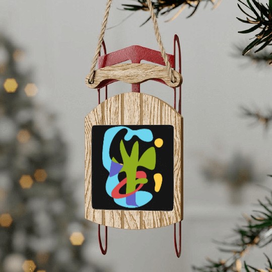 summer tropical wave - vintage abstract bauhaus Sled Ornaments