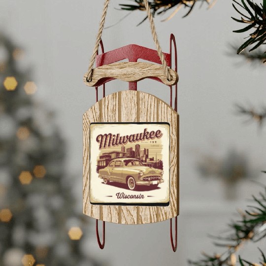 Milwaukee Souvenir and Travel Gift Idea Sled Ornaments